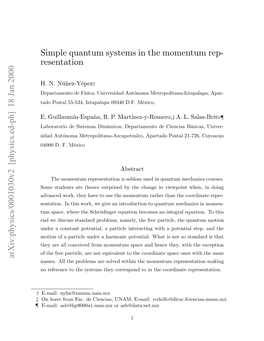 Simple Quantum Systems in the Momentum Representation