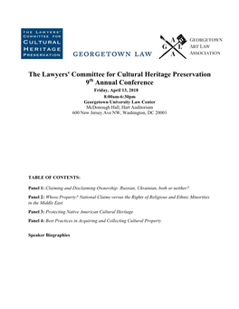 The Lawyers' Committee for Cultural Heritage Preservation 9 Annual