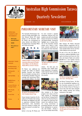 Australian High Commission Tarawa Quarterly Newsletter