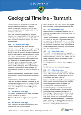 Geological Timeline - Tasmania