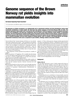 Genome Sequence of the Brown Norway Rat Yields Insights Into Mammalian Evolution