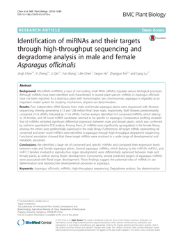 Identification of Mirnas and Their Targets Through High-Throughput