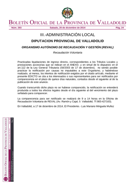 Boletín Oficial De La Provincia De Valladolid Núm