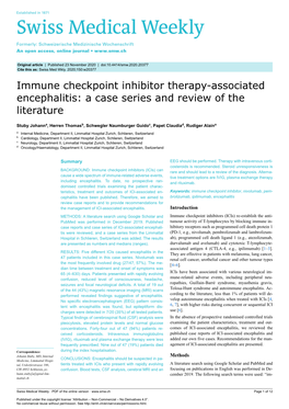 Immune Checkpoint Inhibitor Therapy-Associated Encephalitis: a Case Series and Review of the Literature