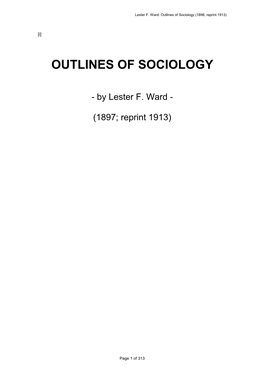 Outlines of Sociology (1898; Reprint 1913)