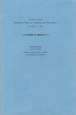 PERSPECTIVES in AMERICAN HISTORY by Leo Szilard Edited By