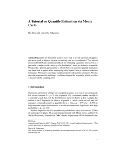 A Tutorial on Quantile Estimation Via Monte Carlo