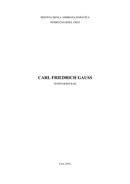 Carl Friedrich Gauss Seminarski Rad