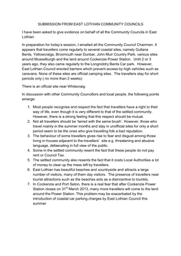 Submission from East Lothian Community Councils I