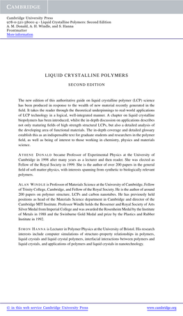 Liquid Crystalline Polymers: Second Edition A