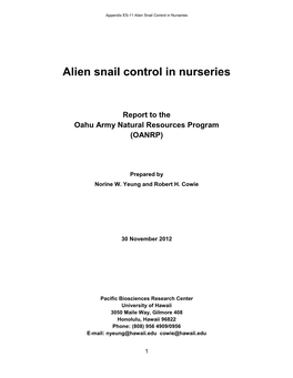 Appendix ES-11 Alien Snail Control in Nurseries