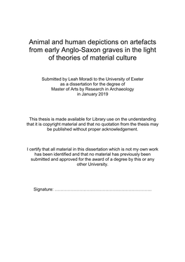 Animal and Human Depictions on Artefacts from Early Anglo-Saxon Graves in the Light of Theories of Material Culture