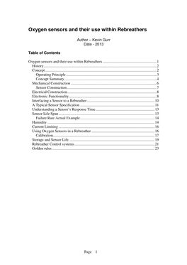 Oxygen Sensors and Their Use Within Rebreathers