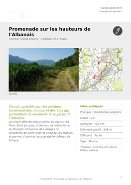 Promenade Sur Les Hauteurs De L'albanais Secteur Grand Annecy - Chainaz-Les-Frasses