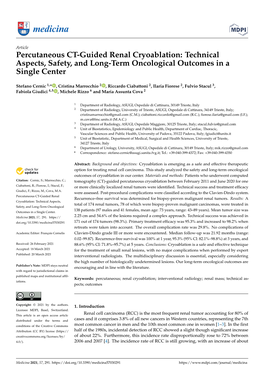 Percutaneous CT-Guided Renal Cryoablation: Technical Aspects, Safety, and Long-Term Oncological Outcomes in a Single Center