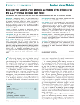 Screening for Carotid Artery Stenosis: an Update of the Evidence for the U.S