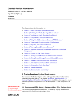 Oracle® Fusion Middleware 1 Oracle Jdeveloper System Requirements