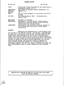 DOCUMENT RESUME ED 300 329 SO 019 484 TITLE William Few