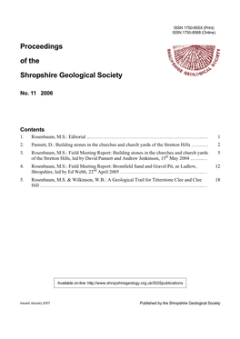 Proceedings of the Shropshire Geological Society, 11, 1 1 © 2006 Shropshire Geological Society