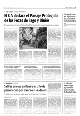 El GA Declara El Paisaje Protegido De Las Fozes De Fago Y Biniés