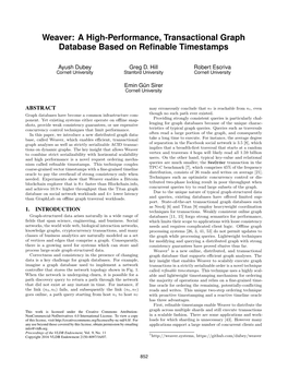 Weaver: a High-Performance, Transactional Graph Database Based on Reﬁnable Timestamps