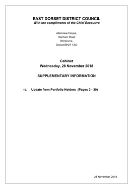 Portfolio Holder Updates Agenda Supplement for Cabinet, 28/11
