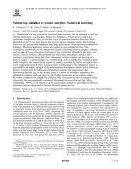 Subduction Initiation at Passive Margins: Numerical Modeling K