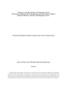 Financial Market Shocks During the Great Depression