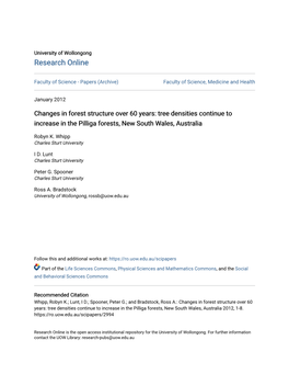 Changes in Forest Structure Over 60 Years: Tree Densities Continue to Increase in the Pilliga Forests, New South Wales, Australia