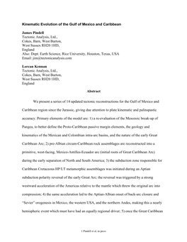 Kinematic Evolution of the Gulf of Mexico and Caribbean