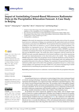 Impact of Assimilating Ground-Based Microwave Radiometer Data on the Precipitation Bifurcation Forecast: a Case Study in Beijing