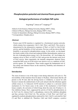 Phosphorylation Potential and Chemical Fluxes Govern The