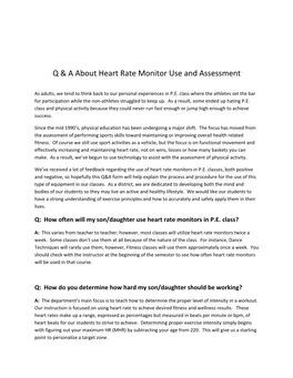 Q & a About Heart Rate Monitor Use and Assessment