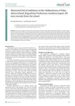 Chec List Illustrated List of Additions to the Ichthyofauna of Yaku- Shima