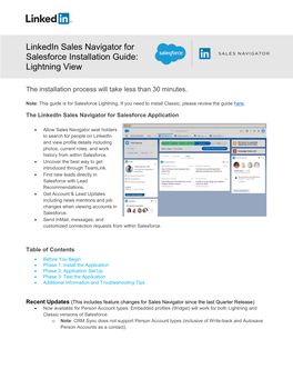 Linkedin Sales Navigator for Salesforce Installation Guide