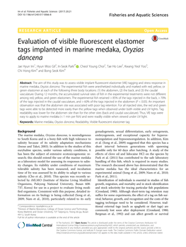 Evaluation of Visible Fluorescent Elastomer Tags Implanted in Marine Medaka, Oryzias Dancena