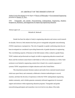 Transgender and Gender Nonconforming Undergraduate Engineering Students: Perspectives, Resiliency, and Suggestions for Improving Engineering Education