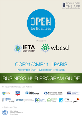 Cop21/Cmp11 || Paris Business Hub Program Guide