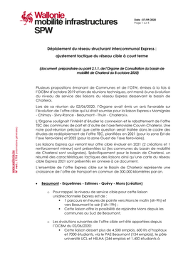 Déploiement Du Réseau Structurant Intercommunal Express : Ajustement Tactique Du Réseau Cible À Court Terme