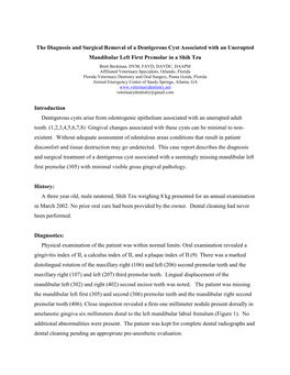 The Diagnosis and Surgical Removal of a Dentigerous Cyst