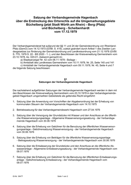Satzung Der Verbandsgemeinde Hagenbach Über Die Erstreckung