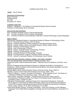 Kay B. Warren Department of Anthropology Brown University