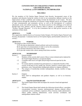 Constitution of Corazones Unidos Siempre Chi Upsilon Sigma National Latin Sorority, Incorporated
