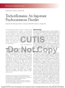 Trichotillomania: an Important Psychocutaneous Disorder