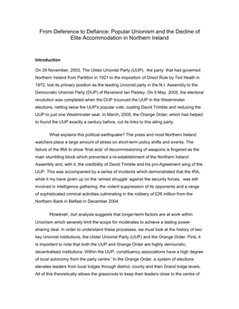 From Deference to Defiance: Popular Unionism and the Decline of Elite Accommodation in Northern Ireland