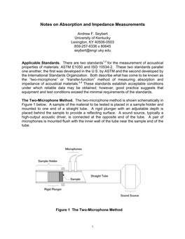 Notes on Absorption and Impedance Measurements