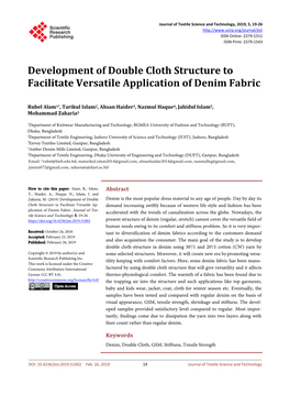 Development of Double Cloth Structure to Facilitate Versatile Application of Denim Fabric