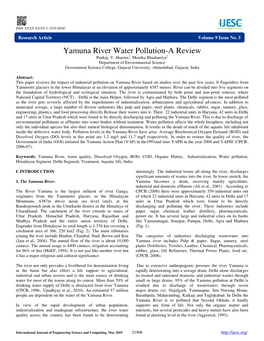 Yamuna River Water Pollution-A Review Pankaj