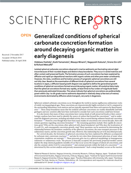 Generalized Conditions of Spherical Carbonate Concretion Formation