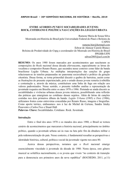 Rock, Cotidiano E Política Nas Canções Da Legião Urbana